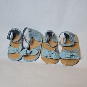 Set of 2 - Old Navy Size 12-18 Month Chambray Baby Girl Summer Sandals